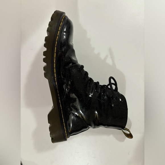 Doc Martens Women’s Luana Black Glitter Patent Leather Lace Up Combat Boots 8 - Picture 7 of 14
